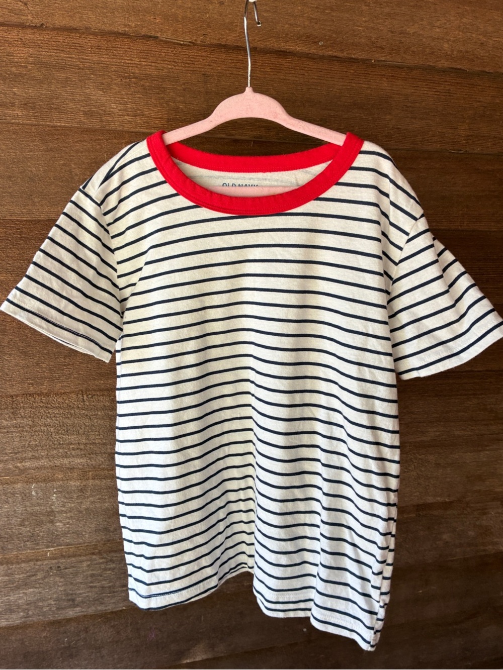 Old Navy Striped Tee with Red Collar